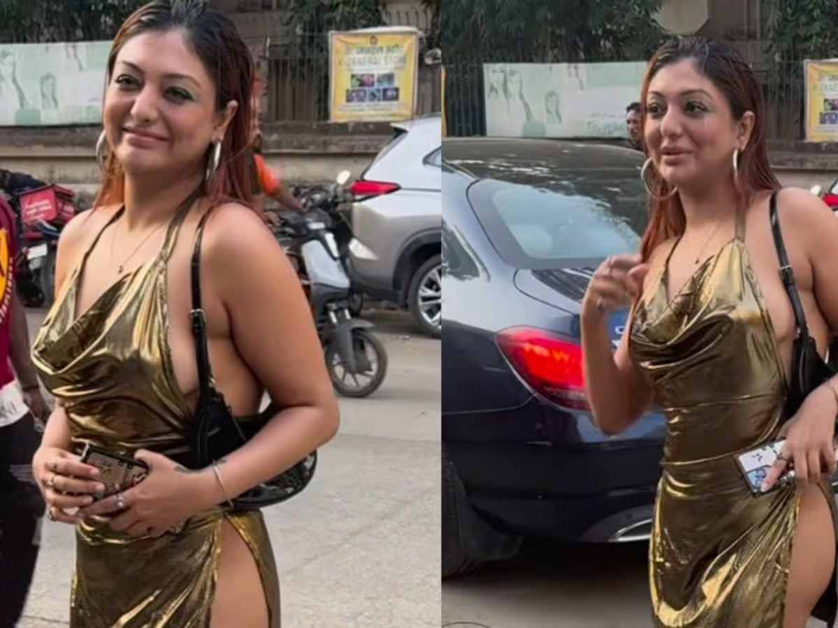 Khushi Mukherjee crossed all limits in a golden slit dress - Photo Gallery