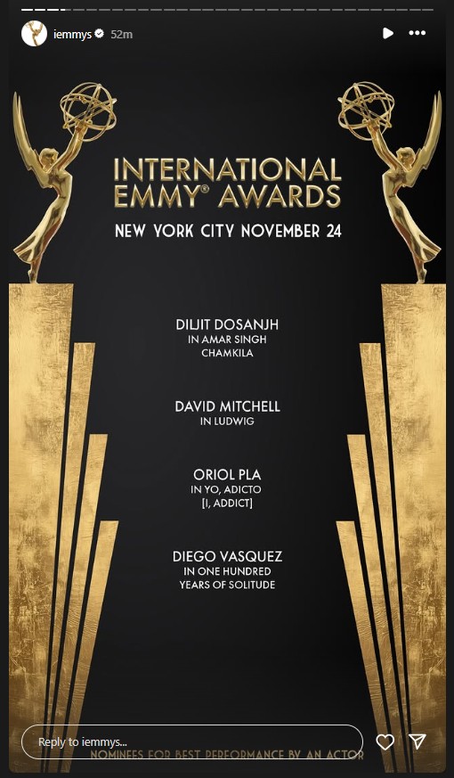 International Emmys 2025: Diljit Dosanjh nominated for Best Actor for 'Amar Singh Chamkila,' Imtiaz Ali's film also nominated