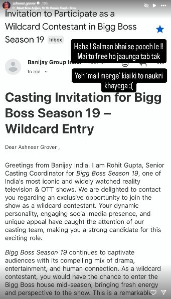 Ashneer Grover invited as 'Bigg Boss 19' wildcard contestant? says "Salman Bhai se pooch le"
